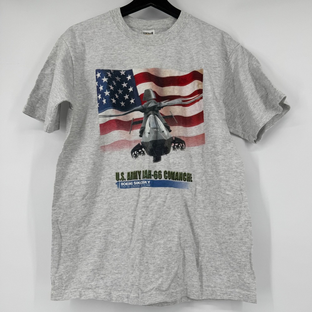 VTG Anvil US Army RAH-66 Comanche Boeing Sikorsky Helicopter T-Shirt Gray Medium